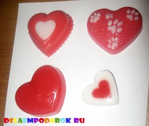 готовое мыло в форме сердца в подарок на 14 февраля