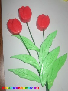 букет из тюльпанов с листиками