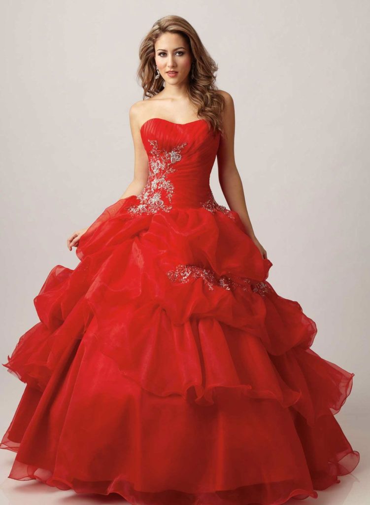 свадебное платье красного цвета